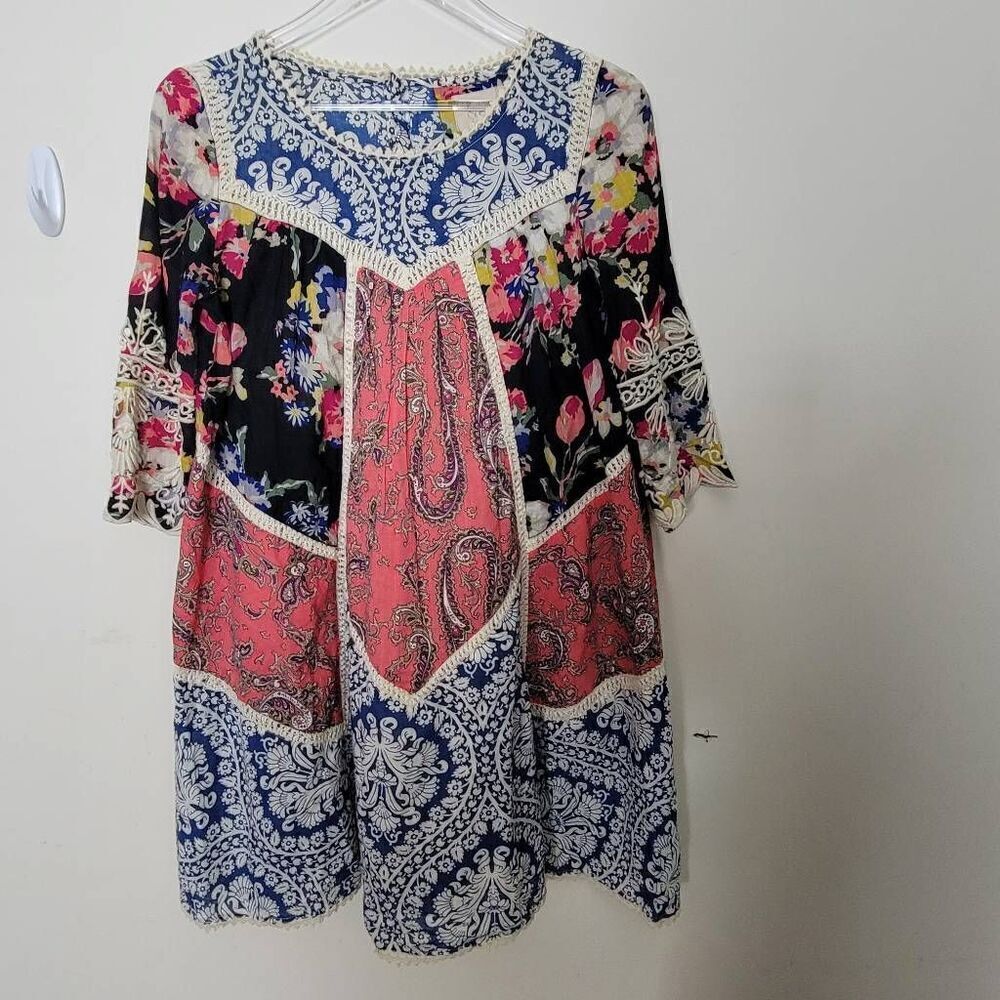 Anthropologie Inez Swing Patchwork Dress Vanessa Virginia Size 2